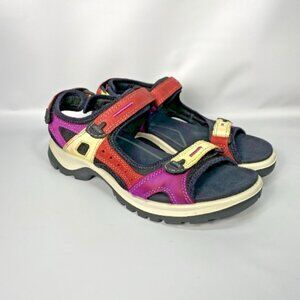 ECCO Yucatan Women's Sport Sandals Hiking Offroad Sz 10/10.5 US - Rd-Pr-Ye